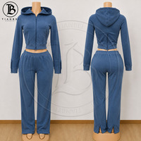 Ensemble de survêtement personnalisé pour femme, automne, avec sweat-shirt court zippé à taille élastiquée et cordon de serrage, pantalon de jogging oversize, ensemble 2 pièces, survêtements pour femmes