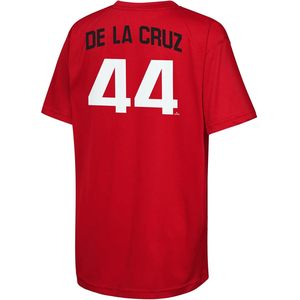 Maillot de baseball performant pour garçons, col rond, anti-humidité, Cincinnati pour Elly De La Cruz 44 Rouge - Product Image 3
