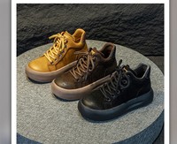 Chaussures à plateforme en cuir pleine fleur pour femmes, automne-hiver, à lacets, décontractées, personnalisation disponible