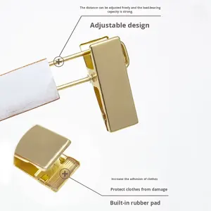 W98 סיטונאי עץ באיכות העליון סיטונאי wanger אישית לוגו הוק ארוך זהב קולבים לבן עבור חנות בגדים - Product Image 3