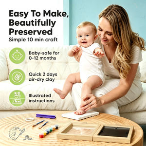 Kit d'empreintes de mains et de pieds de bébé, argile à séchage rapide pour empreintes de pieds et de mains de nouveau-né, cadre photo pour chambre d'enfant, kit d'empreintes de pattes de <span class=keywords><strong>chat</strong></span> et de chien - Product Image 2