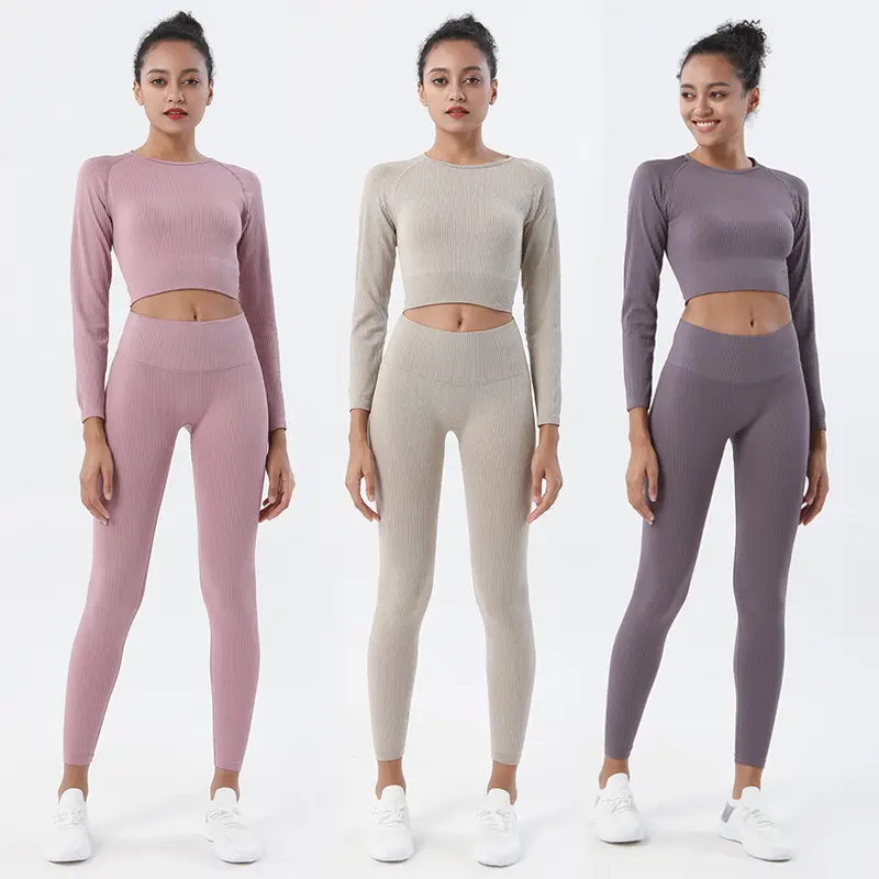 Delle donne sette colori stampati pantaloni di yoga in esecuzione leggings + superiore delle donne di forma fisica di yoga set vestito di sport