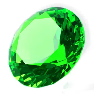Pujiang 공장 도매 저렴한 k9 크리스탈 유리 다이아몬드 종이 무게 녹색 색상 사용자 정의 스탠드 홈 장식