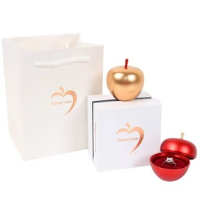 Caja de Joyería Creativa con Forma de Manzana, Caja de Anillo para Propuesta de Matrimonio en Nochebuena, Juego de Regalo de Collar, Caja de Anillo de Compromiso - Product Image 5