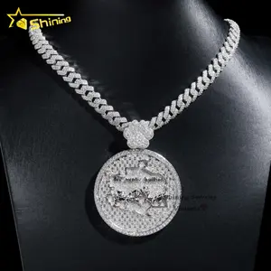 Iced Out Hip Hop Fine Jewelry VVSD Men's Cuban Necklace Pass Diamond Tester 14K Gold 925 Silver Custom Moissanite Pendant