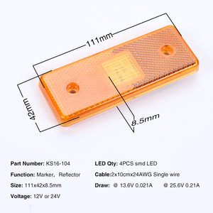 Feu <span class=keywords><strong>de</strong></span> <span class=keywords><strong>gabarit</strong></span> LED orange homologué DOT KS16-104 12V 4LED IP65 pour camion, <span class=keywords><strong>remorque</strong></span>, bus, véhicule utilitaire - Product Image 4