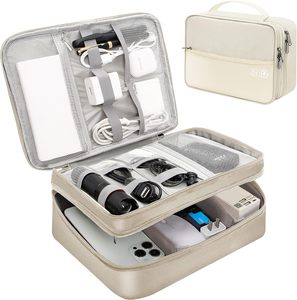 Échantillon gratuit Sac de transport pour équipement Câble Organisateur de fichiers Toile avec séparateurs amovibles Fond rembourré Grande capacité Fermeture à glissière - Product Image 1