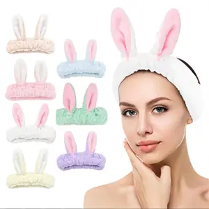 2024 Makeup SPA Headband Wide-brimmed Elastic Bunny Ears Hair Bands Cute Girls Hair Bands Women Hair Accessories for Girls Kids