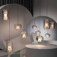 Ventes chaudes, lampe suspendue LED en verre transparent, style moderne nordique minimaliste, longue, réglable en hauteur, pour cuisine, restaurant, bars