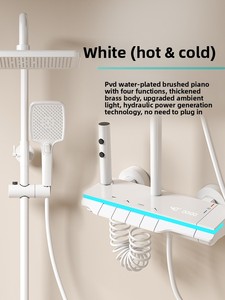 Ensemble de <span class=keywords><strong>douche</strong></span> thermostatique avec vanne d'arrivée d'eau <span class=keywords><strong>solaire</strong></span>, affichage numérique intelligent, pomme de <span class=keywords><strong>douche</strong></span> carrée, montage mural pour bain chaud et froid - Product Image 2