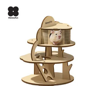 MewooFun 기니 돼지 나무 집 귀여운 햄스터 침대 하우스 햄스터 하우스 케이지