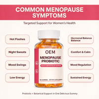 Gummies Probiotiques pour la Ménopause, 60 Unités, Complément Alimentaire, Marque Privée Disponible pour Femmes, Usage Quotidien