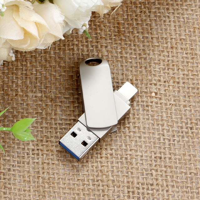 USB 3.0 Flash Drive 128GB 256GB Metal Silver USB Drive Key Thumb Drive Rotatable Memory Stick Custom Logo