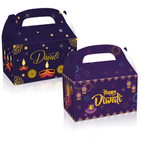 Joyeux Diwali Deepavali Festival des Lumières Fournitures de Fête Thème Rangoli Diya Petit Coffret Cadeau en Papier pour Desserts Bonbons Dauphin Étoile