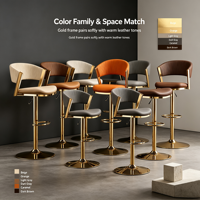 Tabouret de bar pivotant réglable moderne, chaise de comptoir rembourrée en PU avec dossier creux pour îlot de cuisine, réception, bar, hôtel