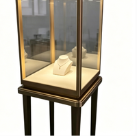 Vitrine de présentation de bijoux haut de gamme en acier avec logo personnalisé, finition laquée, LED, durable, facile à nettoyer, pour mobilier de magasin, vente en gros
