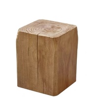 Tabouret en bois massif, table basse, table d'appoint en rondin, tabouret à chaussures, ornements sculptés en racine, design carré, écologique, rétro, pour chambre à coucher