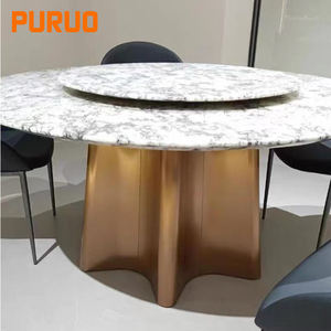 <span class=keywords><strong>Table</strong></span> ronde <span class=keywords><strong>de</strong></span> luxe minimaliste italienne <span class=keywords><strong>avec</strong></span> base dorée, <span class=keywords><strong>table</strong></span> à manger et chaises assorties, <span class=keywords><strong>table</strong></span> ronde en pierre frittée - Product Image 2