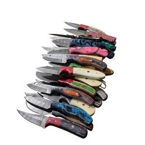 Cuchillo de Hoja Fija con Punta de Gota de Acero de Damasco, Mango Colorido, Personalizable, Fácil de Transportar, Garantía de 3 Años para Caza y Camping - Product Image 1