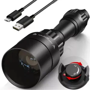UniqueFire 새로운 디자인 1605D 50mm 렌즈 USB 충전 850nm 5W IR 장거리 사냥 손전등 조광기 스위치 포함