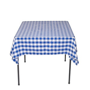 Mantel ecológico de 90 "para interiores, lavable para el hogar, Blanco/azul, estilo a cuadros, tela de poliéster, técnica tejida impermeable - Product Image 3