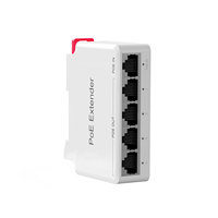 Extensor de Red PoE de 4 Puertos y 100 Mbps para CCTV, 802.3af/at, 400 m, Montaje en Riel DIN
