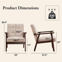 Fauteuil minimaliste en bois massif pour une personne, fauteuil de salon pour chambre ou balcon, petit fauteuil en cuir pour petit salon