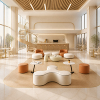 Fauteuil de salon incurvé de luxe avec ottoman, ensemble de fauteuils en tissu pour hall d'hôtel, réception, zone d'attente commerciale, vente en gros OEM