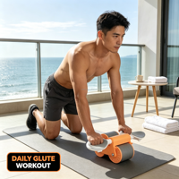 Rodillo Abdominal para Reducción de Grasa en Interiores para Adultos, Herramienta Doméstica con Rebote Automático para Entrenamiento y Ejercicio de Abdomen y Cintura