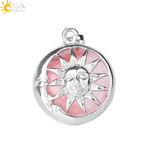 <span class=keywords><strong>CSJA</strong></span>-Pendentif en Quartz Rose, Perle Ronde Naturelle, Chakra Lune, Soleil, Dieu, Énergie, pour la Fabrication de Colliers, F371 - Product Image 5