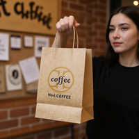 Sacs en papier kraft marron personnalisés de luxe, écologiques, avec logo estampé et poignées horizontales, pour l'emballage de bonbons et d'aliments en vrac