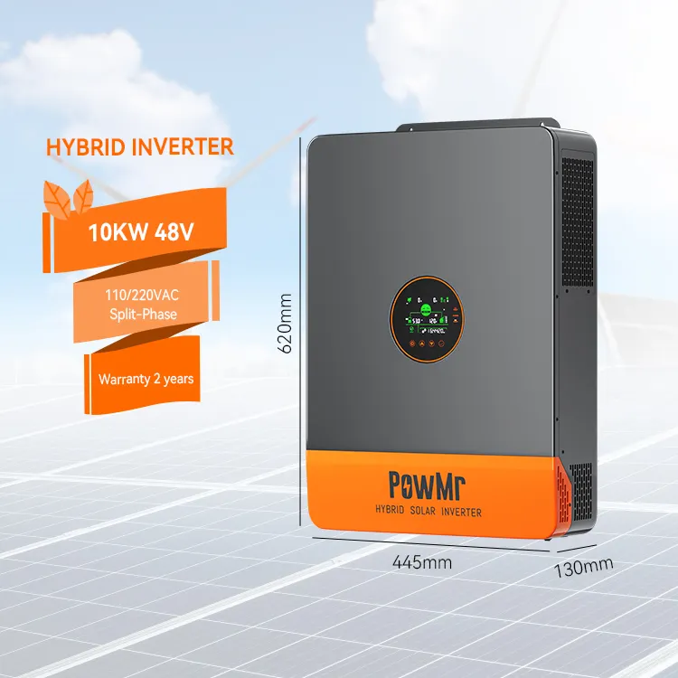 PowMr 48V 110V/240V 10kw sur réseau hors réseau onduleur tout-en-un chargeur onduleur solaire hybride pour lifepo4 et batterie au plomb