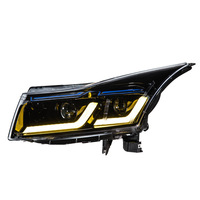 Conjunto de Faros Delanteros LED DRL para Chevrolet Cruze 2009-2014, Proyector Doble en Forma de L, DRL Ámbar, Carcasa Negra, Lámpara Delantera de Repuesto