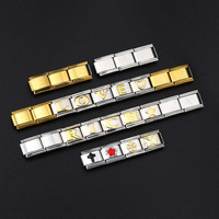 Bracelet à breloques italien en acier inoxydable plaqué or translucide, fait main, étanche, avec initiale en moissanite, vente en gros, très populaire