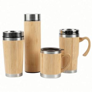 Wholesale Custom Double Wall Stainless Steel Eco-Friendly <b>Bamboo</b> Coffee Mug with Lid 350ml Silk <b>Screen</b> Printed - Product Image 6