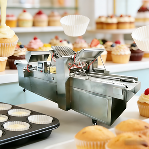 Machine industrielle commerciale chinoise pour le remplissage et le moulage de <span class=keywords><strong>mini</strong></span>-cupcakes en papier avec <span class=keywords><strong>four</strong></span> intégré - Product Image 1