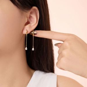 Dylam Hypoallergenic 925 <b>Silver</b> Dangle 5A CZ Zirconia <b>Hoop</b> Earrings for Women Teen Girls Minimalist Tassel Earrings Fine Jewelry - Product Image 3