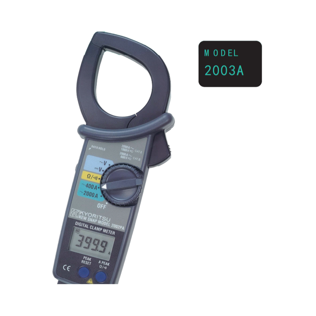 Kyoritsu KEW2003A Digital AC/DC Clamp Meter with Large Display, 2000A Current Measurement