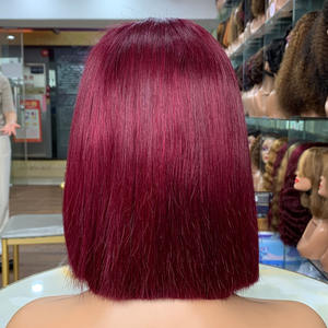 Peluca Bob de Cabello Humano Vietnamita 99j Premium de 8 Pulgadas |   Cabello Liso con Cierre de Encaje 4x4 - Product Image 1