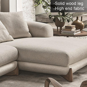Sillón <span class=keywords><strong>Chaise</strong></span> <span class=keywords><strong>Longue</strong></span> de <span class=keywords><strong>Diseño</strong></span> Nórdico Wabi-Sabi, Tapizado en Tela Gris, Estilo Moderno <span class=keywords><strong>Italiano</strong></span> de Lujo - Product Image 4