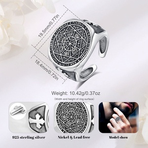 Mode bijoux religieux fins sceau de sept archanges en argent sterling 925 collier pendentif plaqué or 18 carats pour hommes ou femmes - Product Image 5