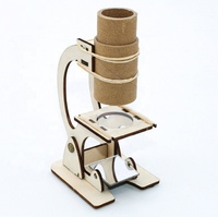 Microscope en bois à assembler soi-même pour expériences scientifiques – Kit de matériel pour expériences de physique – Science et technologie (Petit modèle)
