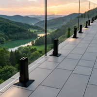 Support de fixation moderne en acier inoxydable à base carrée pour clôture de piscine en verre, balustrade en verre sans cadre, résistant à l'eau et à la rouille, pour escalier et hôpital