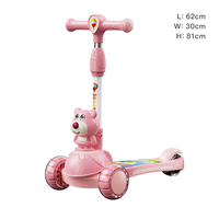 Trottinette pour enfants à thème de dessin animé avec frein à main, pliable à 3 roues, roues LED clignotantes, guidon en alliage réglable pour garçons et filles