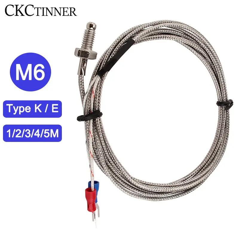 Thermocouple Thread M6 Screw Type K 1/2/3/4/5m Probe Sensor Temperature Sensor Temperature Controller