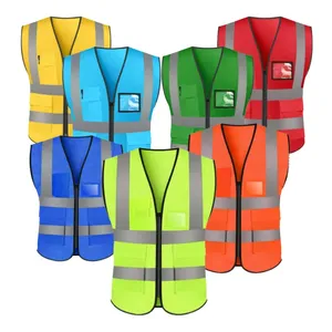 High Visibility Security Clothing Reflective Safety Vest For Women Men With Pockets Zipper Front