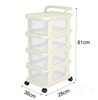Chariot de rangement mobile en plastique avec tiroirs, organisateur pour collations et jouets, conteneur, armoire, montage facile, pour salon