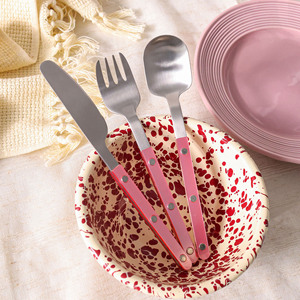 ชุดช้อนส้อมสแตนเลสจินฮุย 304 พร้อมด้ามจับหลากสีสำหรับผู้ใหญ่ สไตล์สดใส น่ารัก - Product Image 2