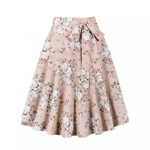 Falda Midi acampanada con estampado floral elegante para mujer de talla grande, diseño largo informal Vintage de cintura alta para moda de otoño - Product Image 2