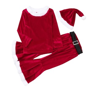 Traje de Navidad para Niña Pequeña, Pantalones de Felpa con Volantes, Gorro, Disfraz de Santa Claus, Modelo GCRS-010, Proveedor HP China - Product Image 6